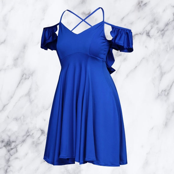 ⚡️Electric Blue Sexy Strappy Backless Mini Dress - Picture 3 of 6